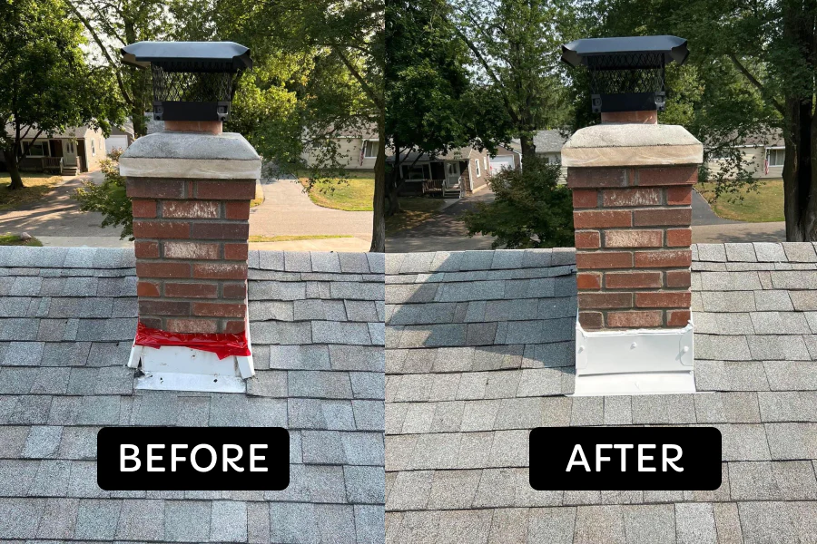 roof repair before and after images waterford twp mi